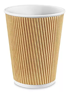 Ripple Hot Beverage Cups, 12 oz., Kraft / White