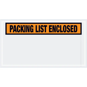 "Packing List Enclosed" Envelopes - Orange, 5 1/2 x 10"