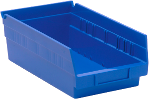 Plastic Shelf Bins, 6 5/8 x 11 5/8 x 4", Blue