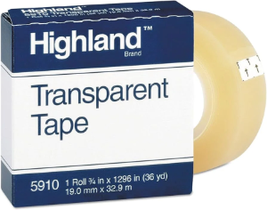 3M 5910 Highland Transparent Tape, 3/4" x 36 yds.