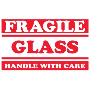 Fragile Shipping Labels - Fragile | Glass | Handle With Care, Red / White, 3 x 5"