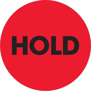 Circle Inventory Control Labels, "HOLD", 2", Fluorescent Red