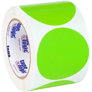 Blank Inventory Circle Labels - Fluorescent Green, 3"