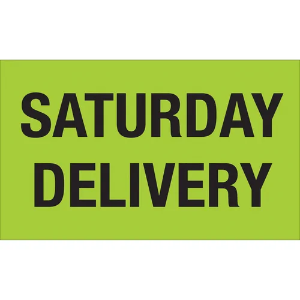 Handling Labels - Saturday Delivery, Fluorescent Green, 3 x 5"