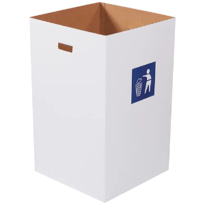 Corrugated Trash Can, 40 Gallon, Waste Logo