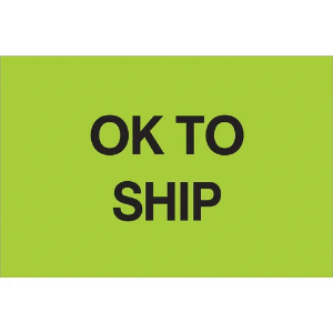 Inventory Control Labels, "OK TO SHIP", 2 x 3", Fluorescent Green