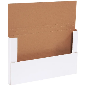 14 1/8 x 8 5/8 x 1" White Easy Fold Mailer Boxes