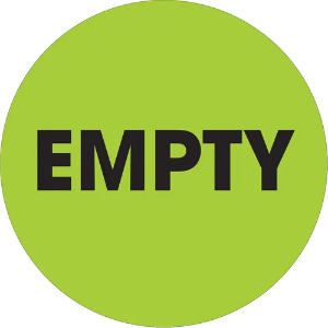 Circle Inventory Control Labels, "EMPTY", 2", Fluorescent Green