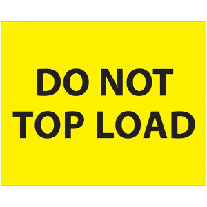 "Do Not..." Shipping Labels - Do Not Top Load, Yellow, 8 x 10"