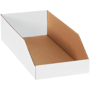 Corrugated Bin Boxes, 8 x 18 x 4 1/2", White