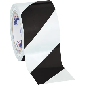 Striped Vinyl Safety Tape, 3" x 36 yds., 7 Mil, Black / White