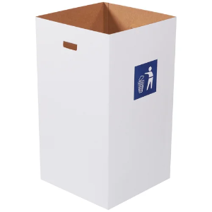 Corrugated Trash Can, 50 Gallon, Waste Logo