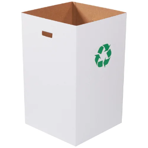 Corrugated Trash Can, 40 Gallon, Recycle Logo