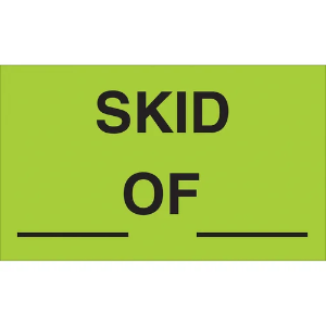 Handling Labels - Skid ____ of ____, Fluorescent Green, 3 x 5"