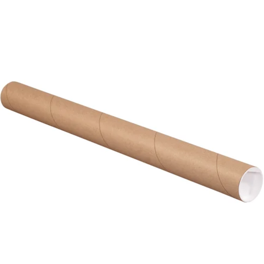 Kraft Mailing Tubes with End Caps - 2 x 15, .060 thick S-3936