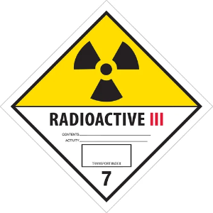 D.O.T. Hazard Labels - Radioactive III, 4 x 4"
