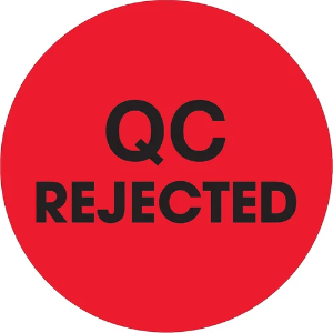 Circle Inventory Control Labels, "QC REJECTED", 2", Fluorescent Red