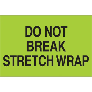 "Do Not..." Shipping Labels - Do Not Break Stretch Wrap, Green, 2 x 3"