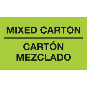 Bilingual Shipping Labels - Mixed Carton, 3 x 5", Green