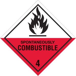 D.O.T. Hazard Labels - Spontaneously Combustible - 4, 4 x 4"