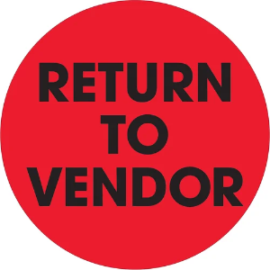 Circle Inventory Control Labels, "RETURN TO VENDOR", 2", Fluorescent Red