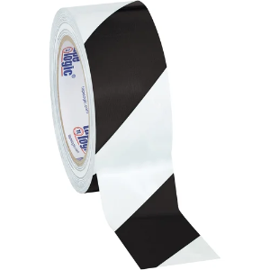 Striped Vinyl Safety Tape, 2" x 36 yds., 7 Mil, Black / White