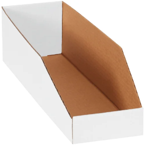 Corrugated Bin Boxes, 5 x 18 x 4 1/2", White