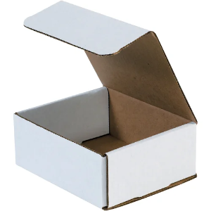 6 3/16 x 5 3/8 x 2 1/2" White Corrugated Mailer Boxes