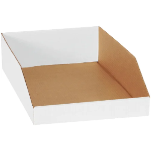 Corrugated Bin Boxes, 12 x 18 x 4 1/2", White