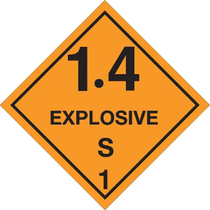 D.O.T. Hazard Labels - 1.4 - Explosive - S 1, 4 x 4"