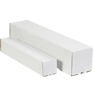 5 x 5 x 18" Square Mailing Tubes, White, 25 / Bundle