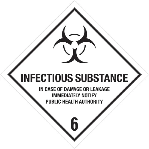 D.O.T. Hazard Labels - Infectious Substance - 6, 4 x 4"