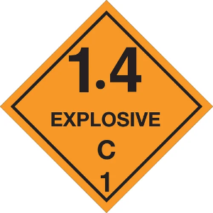 D.O.T. Hazard Labels - 1.4 - Explosive - C 1, 4 x 4"