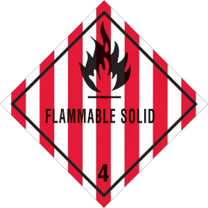 D.O.T. Hazard Labels - Flammable Solid - 4, 4 x 4"