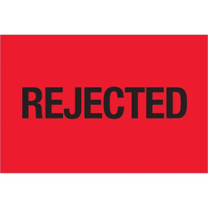 Inventory Control Labels, "REJECTED", 2 x 3", Fluorescent Red