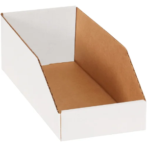 Corrugated Bin Boxes, 6 x 15 x 4 1/2", White
