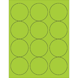 Circle Laser Labels - Fluorescent Green, 2 1/2"