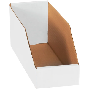 Corrugated Bin Boxes, 4 x 12 x 4 1/2", White