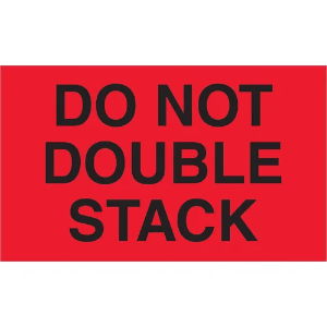 "Do Not..." Shipping Labels - Do Not Double Stack, Red, 3 x 5"