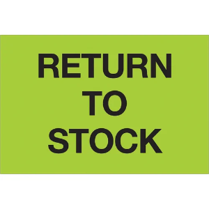 Inventory Control Labels, "RETURN TO STOCK", 2 x 3", Fluorescent Green