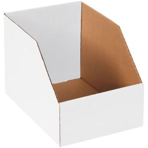 Jumbo Corrugated Bin Boxes, 8 x 12 x 8", White
