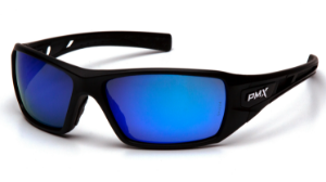 Full Frame Safety Glasses - Black Frame / Blue Mirror Lens
