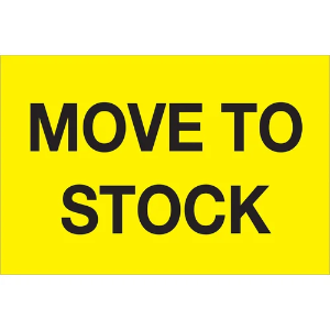 Inventory Control Labels, "MOVE TO STOCK", 2 x 3", Fluorescent Yellow