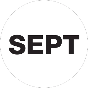 Circle Months of the Year Labels, "SEPT", 1", White