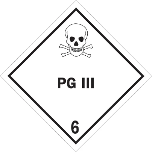 D.O.T. Hazard Labels - PG III - 6, 4 x 4"