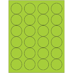 Circle Laser Labels - Fluorescent Green, 1 2/3"