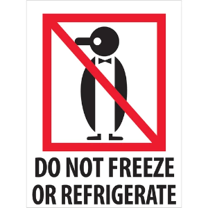 International Safe Handling Labels - Do Not Freeze or Refrigerate, 3 x 4"