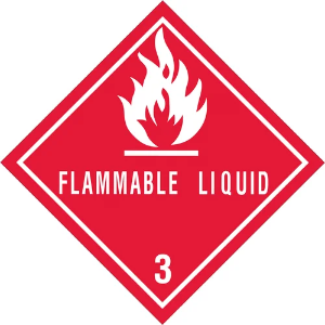 D.O.T. Hazard Labels - Flammable Liquid - 3, 4 x 4"