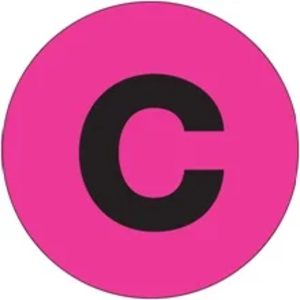 Inventory Control Circle Letter Labels, "C", 2", Fluorescent Pink