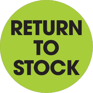 Circle Inventory Control Labels, "RETURN TO STOCK", 2", Fluorescent Green